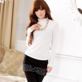日系公主花边圆领秋冬百搭显瘦上衣(三色)